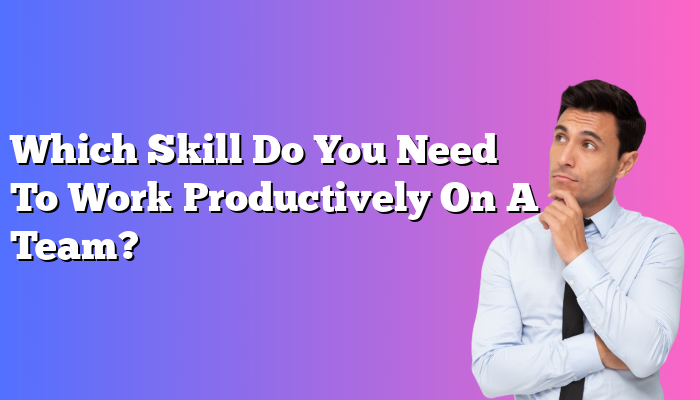 Which Skill Do You Need To Work Productively On A Team?